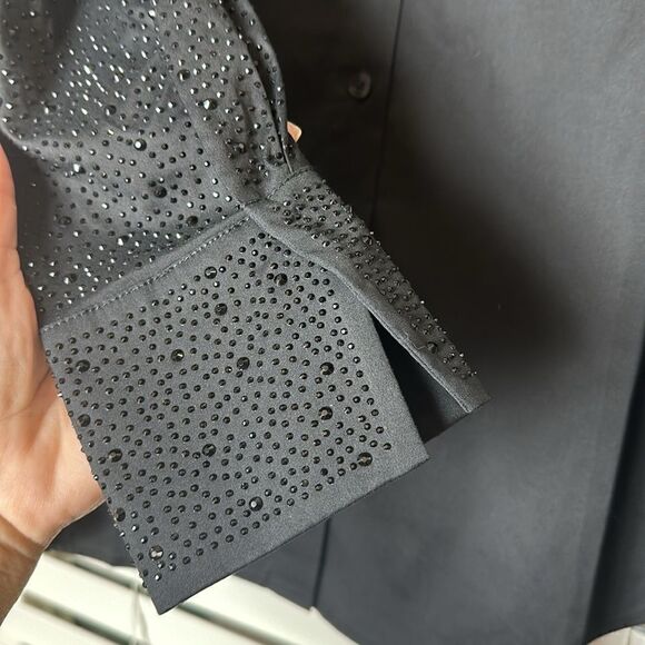 Chico’s Poplin and embellished long sleeve top - Picture 4 of 14